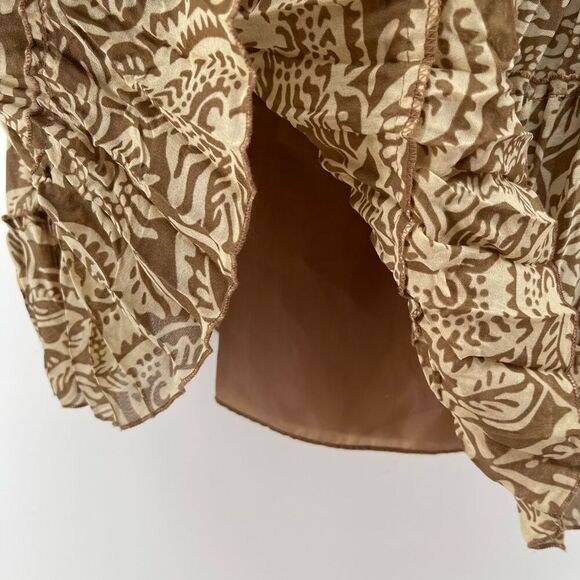 Modern Images Floral Paisley Tiered Skirt Tan Pull-On M Petite Pleated Flowy - Picture 7 of 11